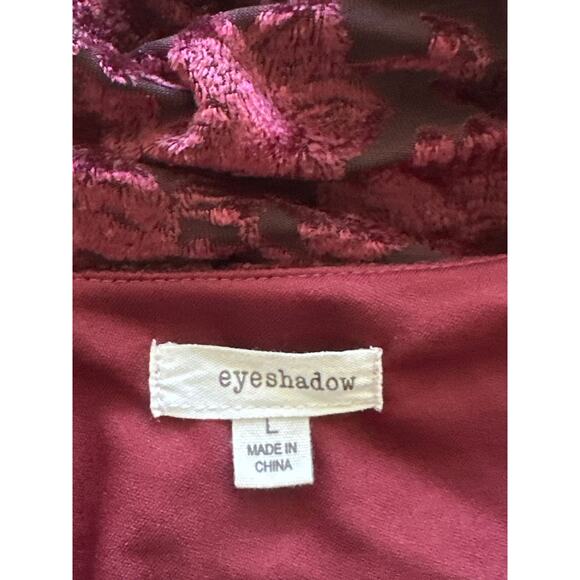 Velvet Burnout Eyeshadow Slip Dress L Burgundy Wine Whimsigoth Witchy Dark Fairy - Picture 7 of 12